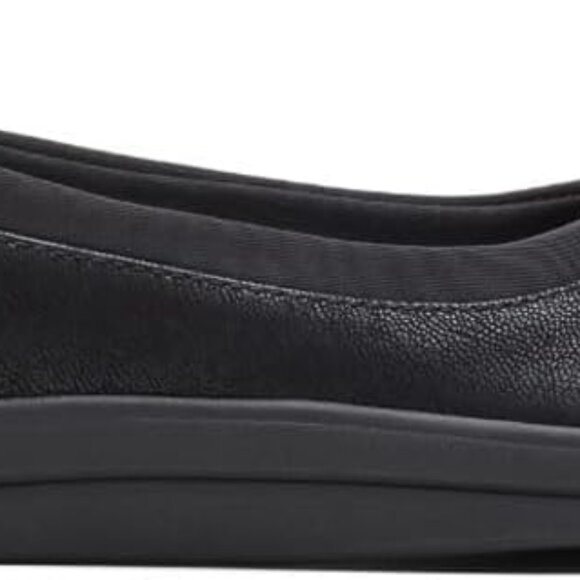 Women's Canvas Ballet Flat 8 Black Pull-On Elegant Comfort Casual Shoes - Picture 2 of 4